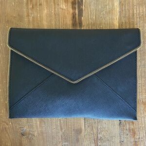 REBECCA MINKOFF Envelope Clutch Black with Gold Accents